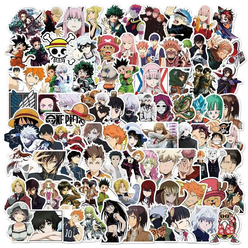 50 Styles 100PCS Berserk Goku Luffy Demon Slayer Jujutsu Kaisen Academia Genshin Impact Blue Lock Uzumaki Frieren Anime Stickers