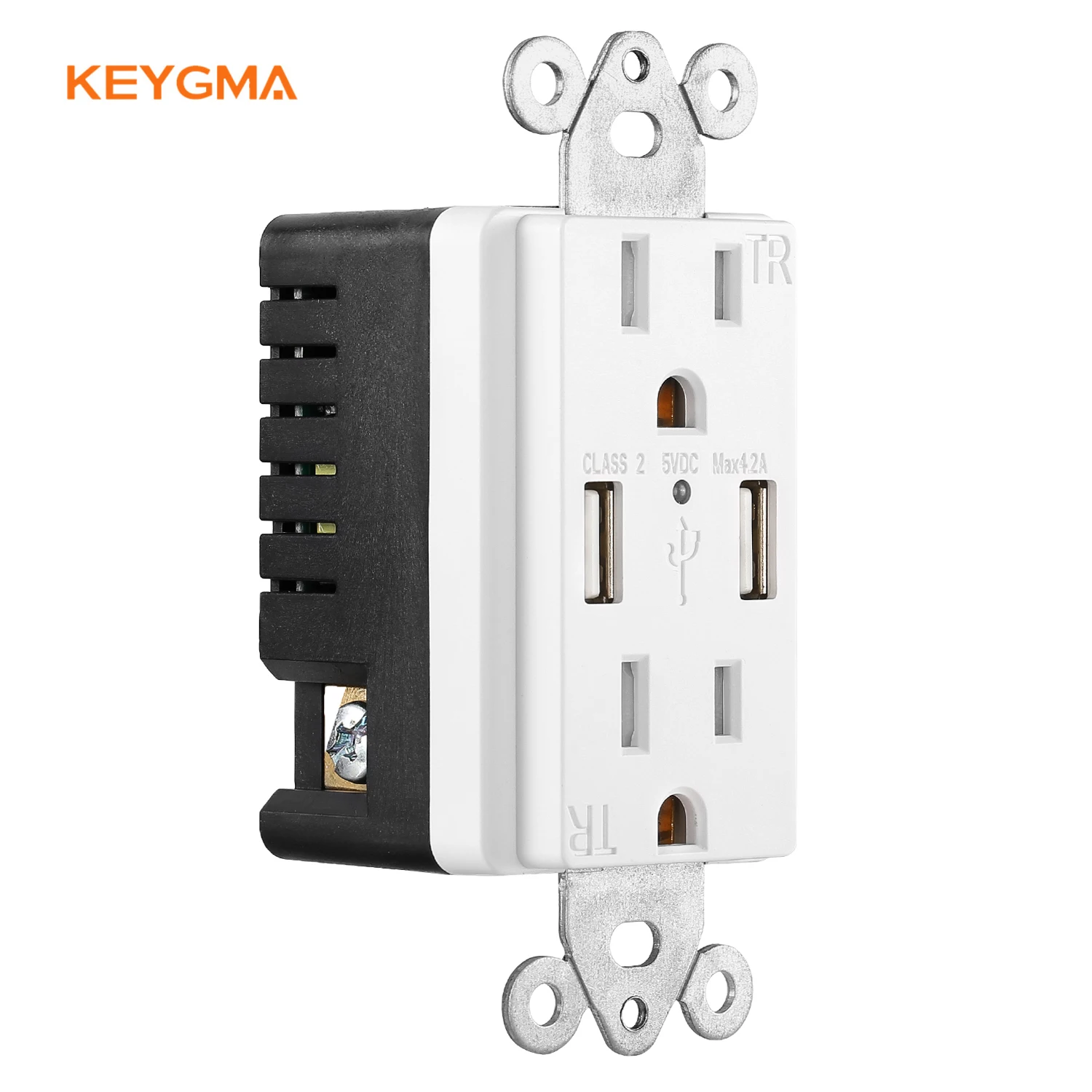 Hot Sale Passed ETL Shenzhen Factory Smart USB Socket Wall Outlet AC 125V 15A With USB 4.2A Port Fast Charge Plug Receptacle