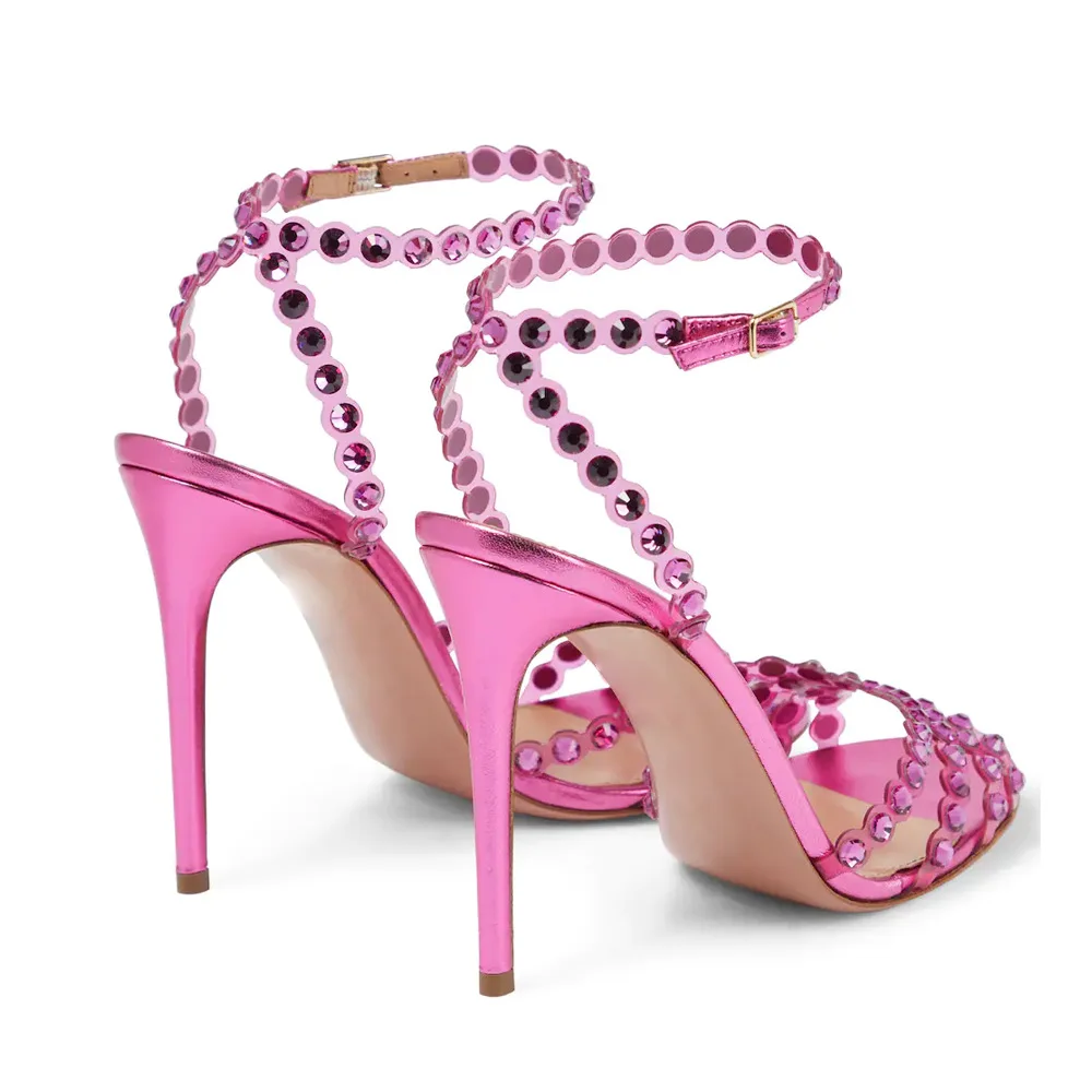 Custom high heels jelly diamond sandals stiletto round toe high heeled sandals for women