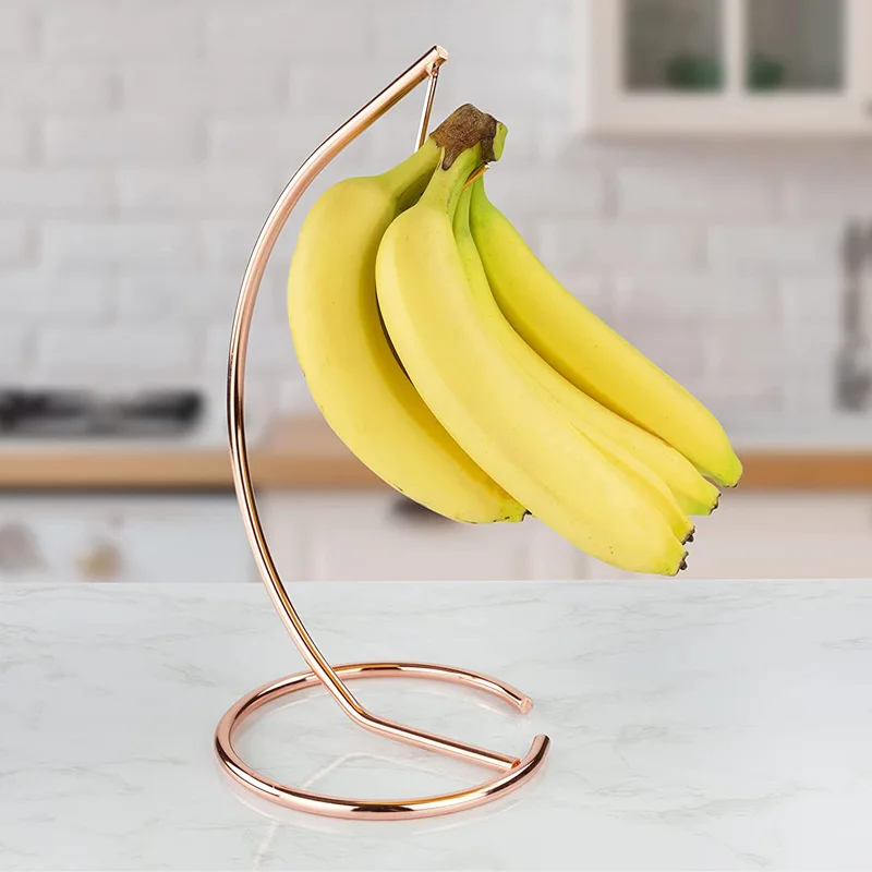 Banana Holder Hanger Stand Stable Metal Freestanding with Hook Modern Storage Design Banana Keeper
