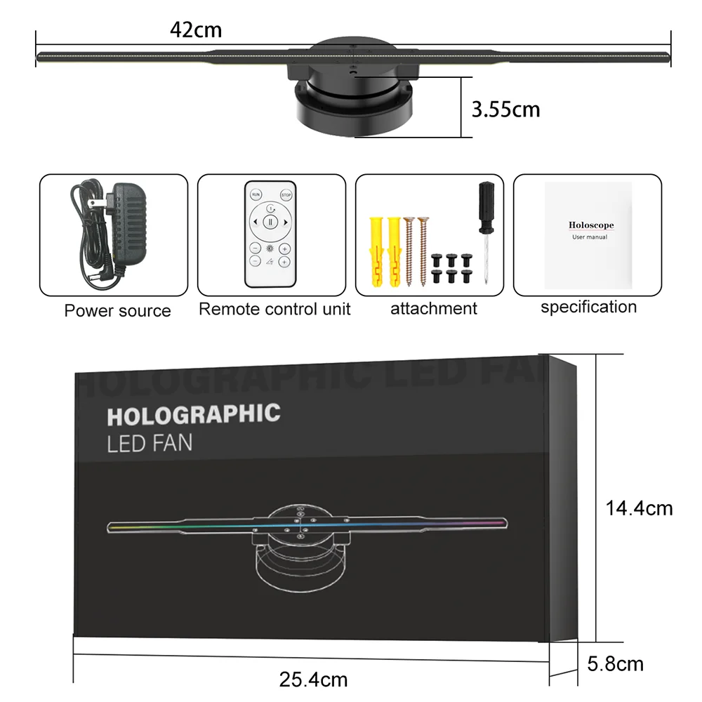 3D Hologram Fan,16.5-Inch Hologram Fan 42CM Holographic Projector Supports Wifi Connection HD LED 1024*640 Resolution