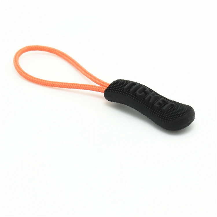 Cheap Custom Made Design Logo Plastic String Zipper Puller for Garment