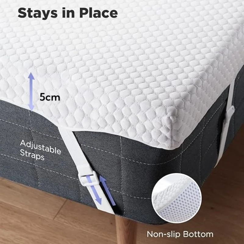 Mattress Topper Memory Foam Pressure-Relieving  Mattress Pad with Skin-friendly Cover for College Dorm RV Car Tent
