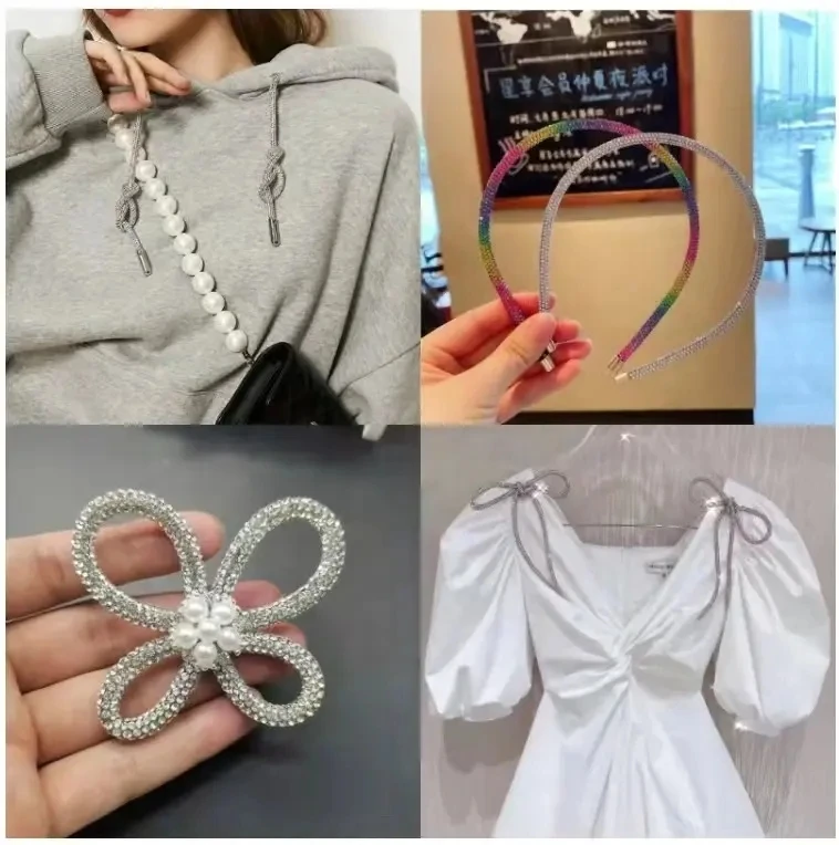 High quality bling hand make semi finished shoe uppers material glass rhinestone diamond decorative for sandals/slipper