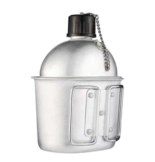 DFK1000 camping outdoor portable Aluminum water bottle with mug and pouch camouflage color