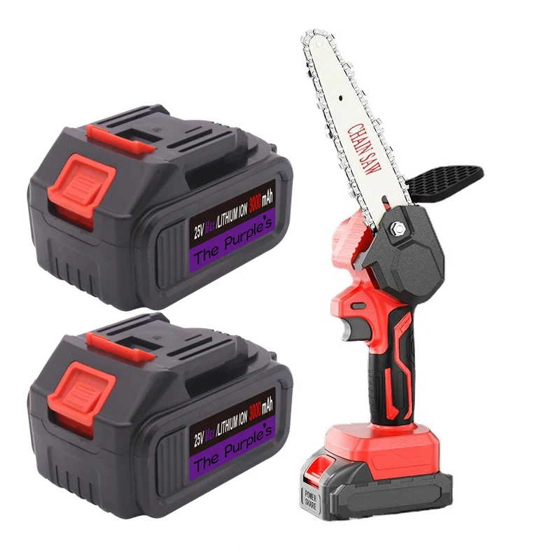 3000mAh 21V Cordless Electric A+ Battery  Portable Household Cordless Electric Lithium Chain Saw Battery Mini Chainsaw