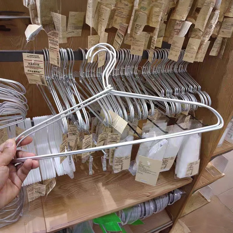 Silvery Nonslip Garment Wire Hangers Strong Heavy Duty Stainless Steel Metal Hangers Ultra Thin Space Saving Clothes Hangers