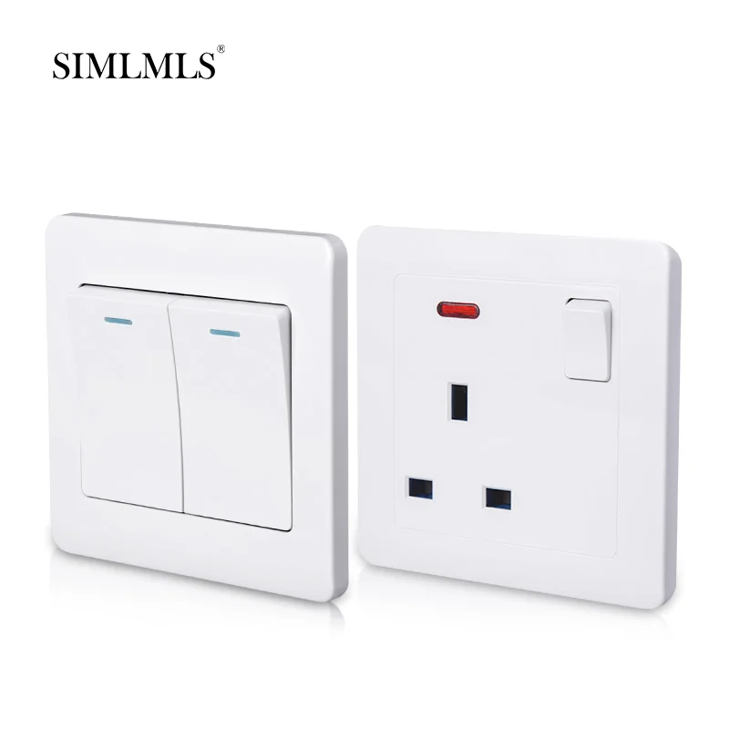 Modern 220V-250V Universal 3 Pin Wall Switches And Plug Socket With Neon