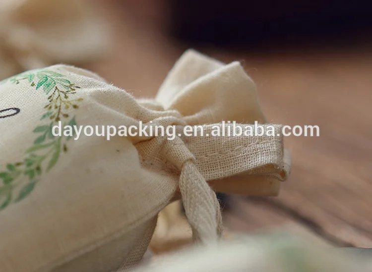 Promotional Custom Eco Friendly Reusable New Pouch Small Gift Bags Canvas Cotton Drawstring Bag With Logo