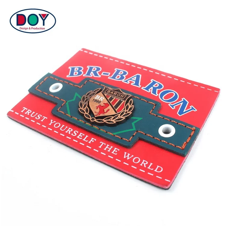 Handmade Patches Maker Custom Printing Name Fake Leather Denim Labels with Metal Stamping Logo