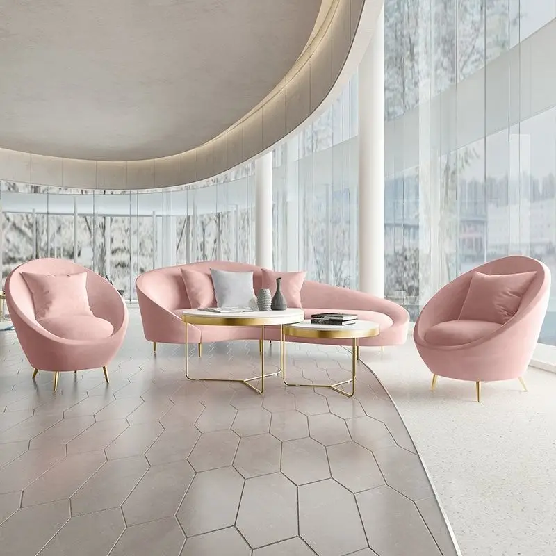 Nordic clothing store modern minimalist wrought iron small sofa sales office beauty salon affordable luxury style curved sofa