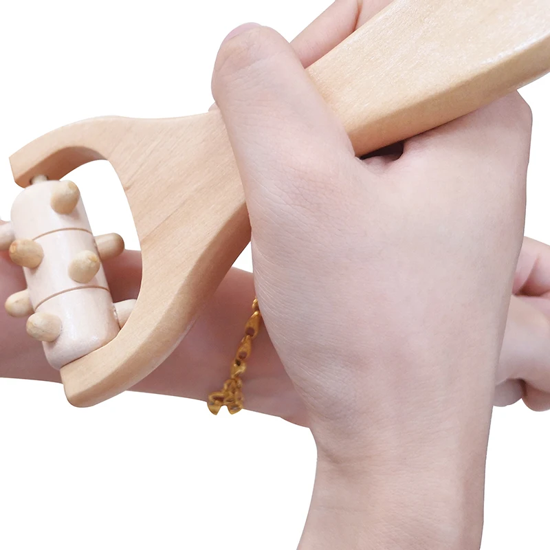Facial Mini Handheld Massage Roller for Sore Muscle Wood Therapy Massage Tools for Body Wooden Fascia Roller for Deep Tissue