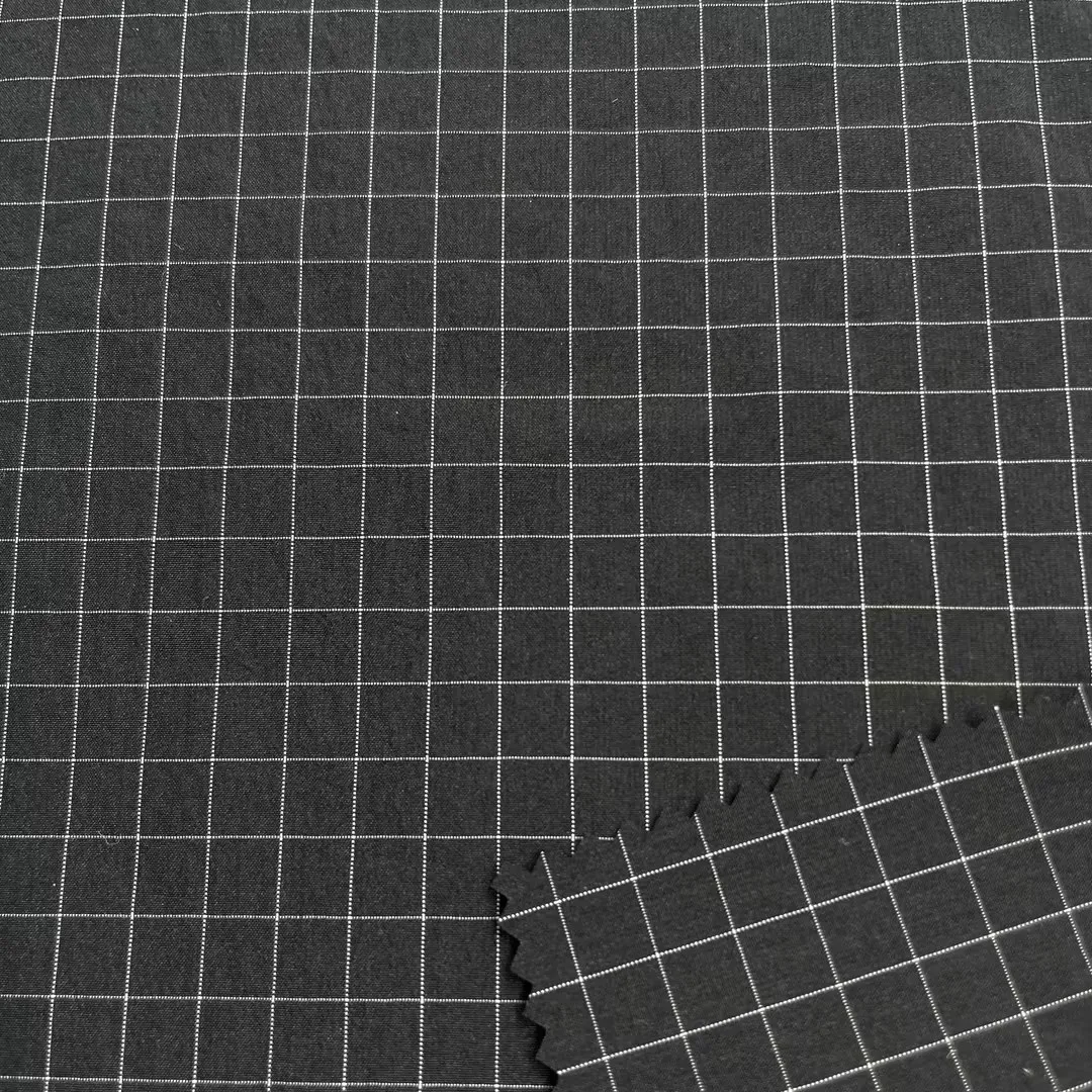 High Quality Permanent Antibacterial 0.5 Plaid Recycled 98%Nylon 2%Polyester Fabric For Urban Casual Garments
