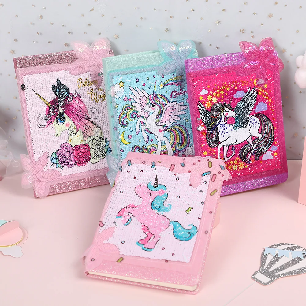 
Novelty cute unicorn sequin paper Notebook for girls 