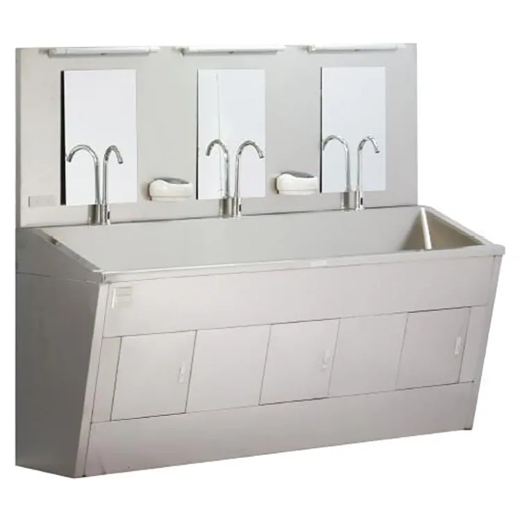 YFQ-W32 Medical S.S Scrub Sink with Mirror and Storage for Hospital