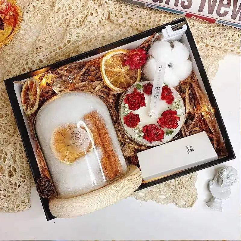 LIGHTING LOVER INS hot selling gift dried flower scented candle with box