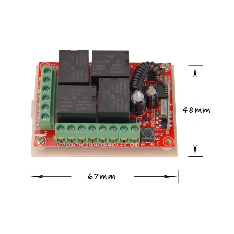 Wireless four channel controller learning 315MHz / 433MHz remote control switch 12V
