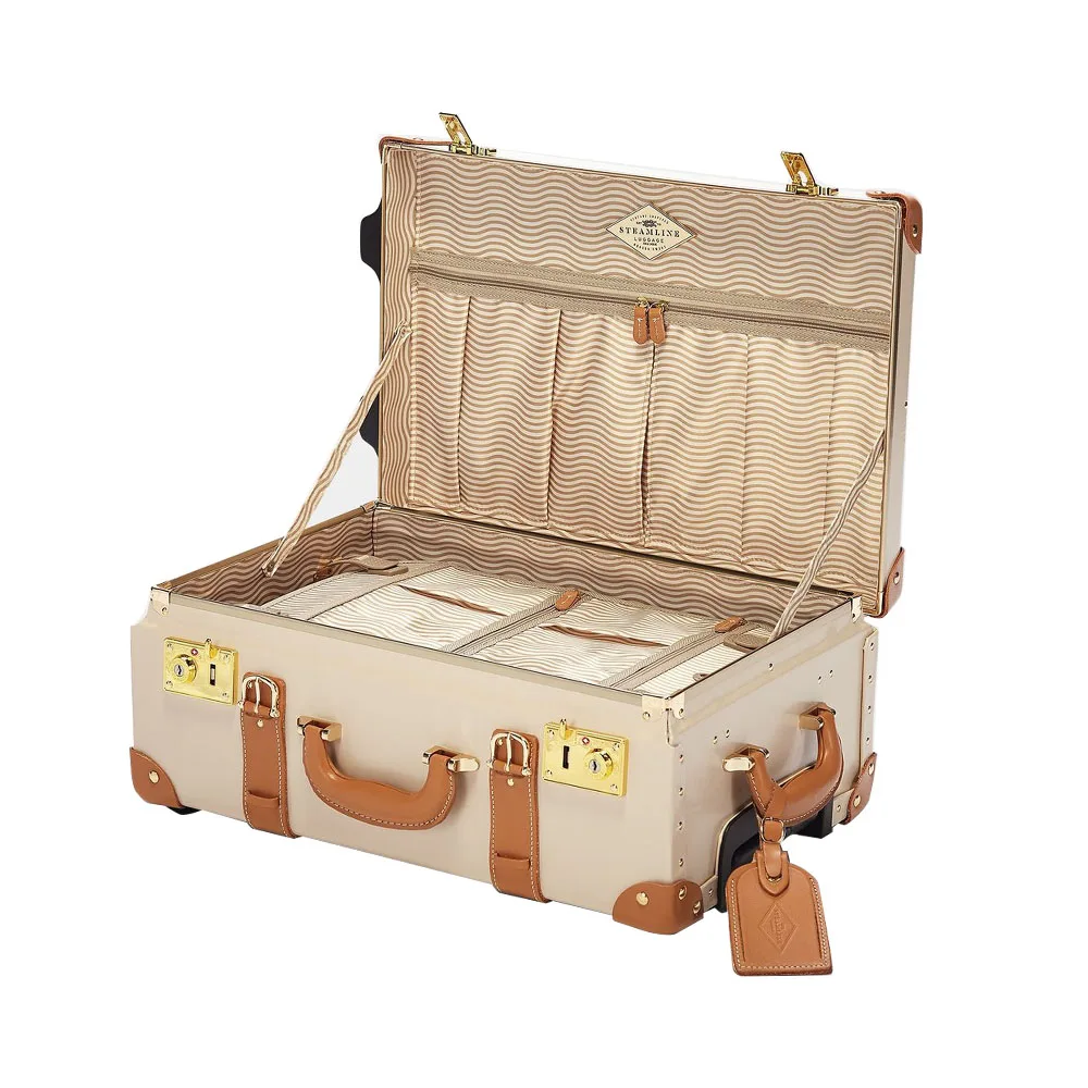 2021 New design trendy vintage kakhis portable leather luggage suitcase set