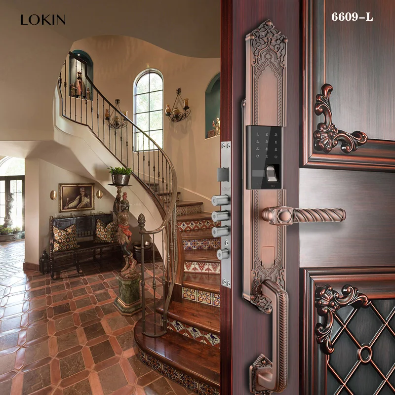 Modern Design Apartment Zinc Alloy Finger Print Mechanical Key Wechat Mini Program Tuya Unlock Smart Door Lock