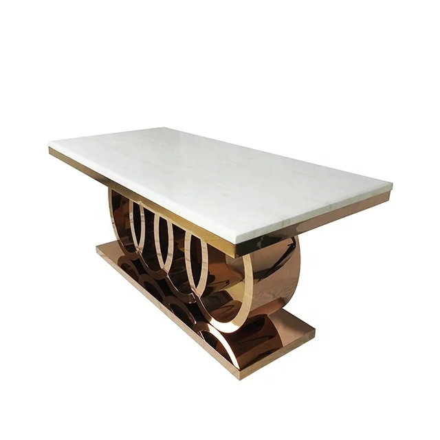 A8082 Marble   dining table gold legs