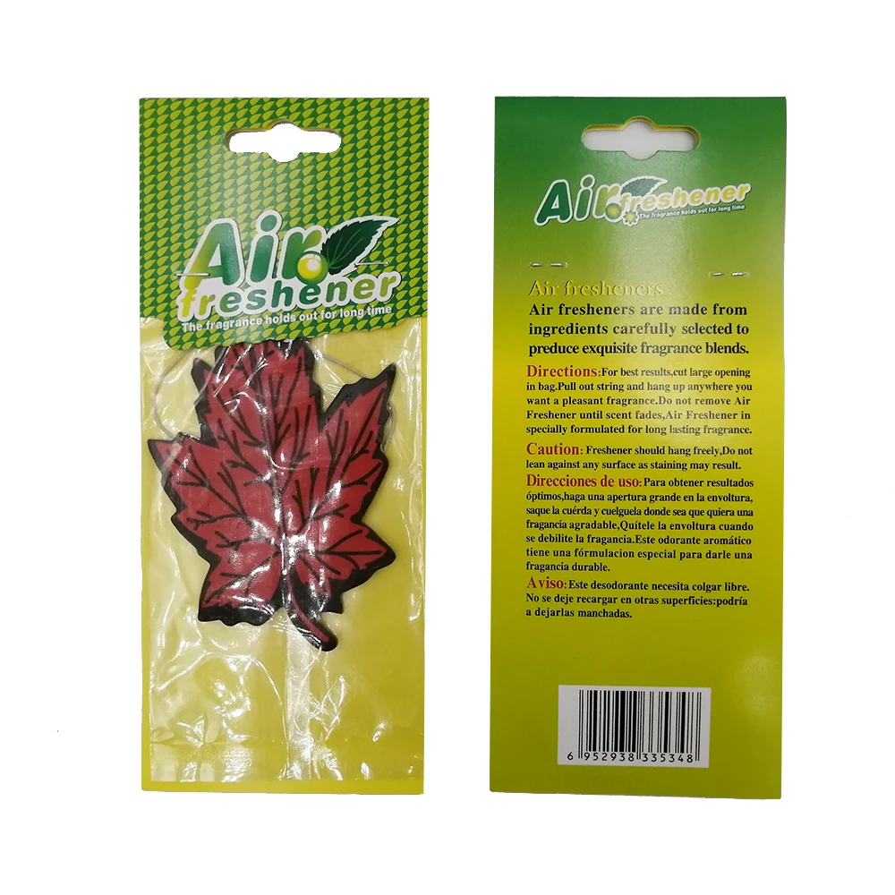 Card absorbent paper private label decoration stickers packages charcoal stick fancy fruits scents car perfume freshener