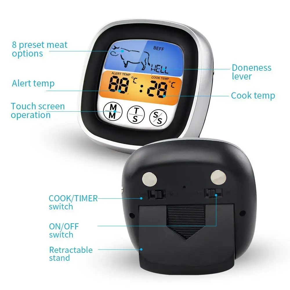 2 in 1 Temperatuurmeter Keukenthermometer Vlees Vleesthermometer Digitaal Digital Cooking Kitchen Food Meat In-oven Thermometer