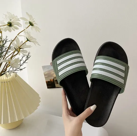 Модные летние новые поступления женские и мужские тапочки домашняя Нескользящая полосатая обувь для ванны Банные Тапочки