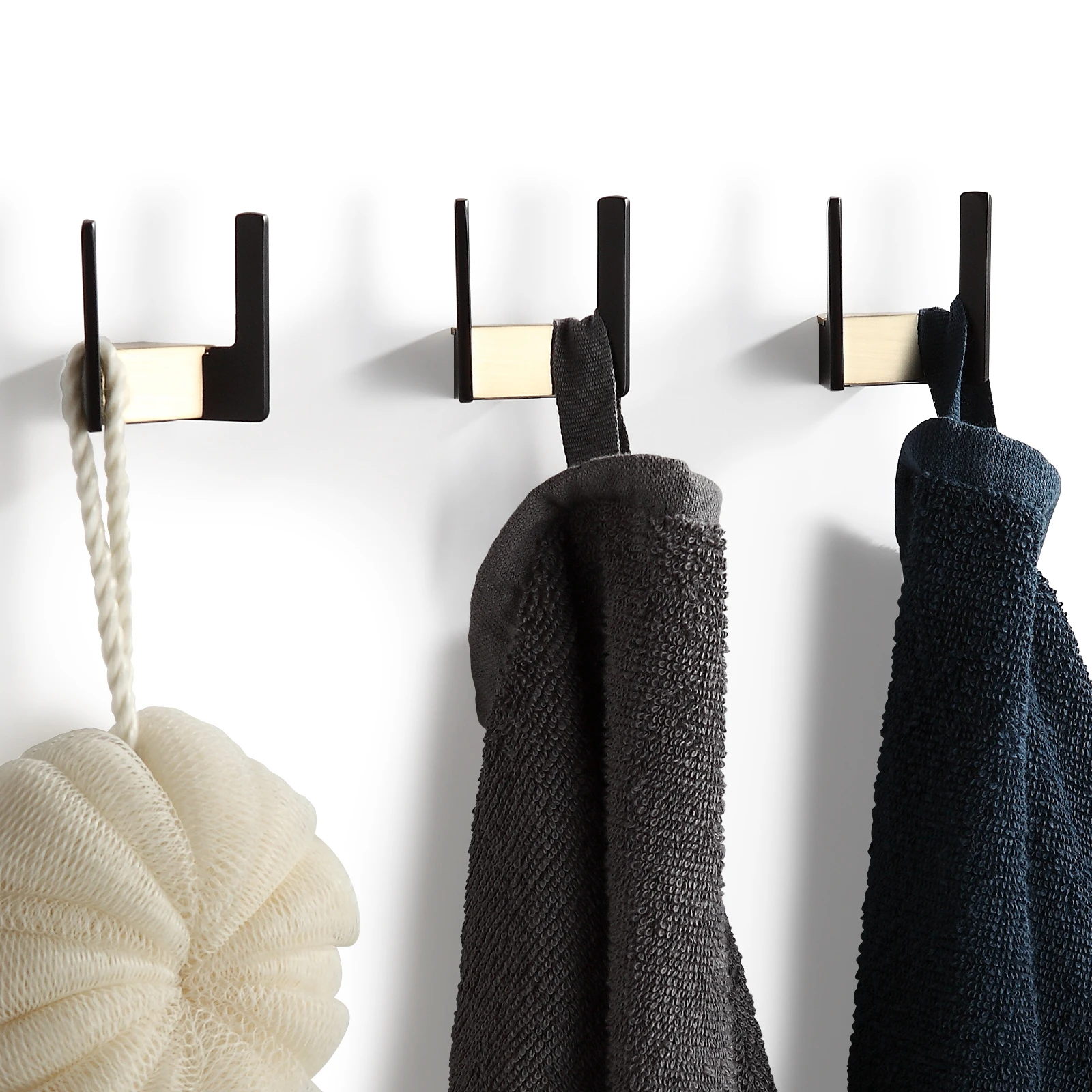 Настенные крючки черного и золотого цвета, 3 шт., настенный металлический крючок из цинкового сплава для гостиной, гардероба, одежды, крючок для халата