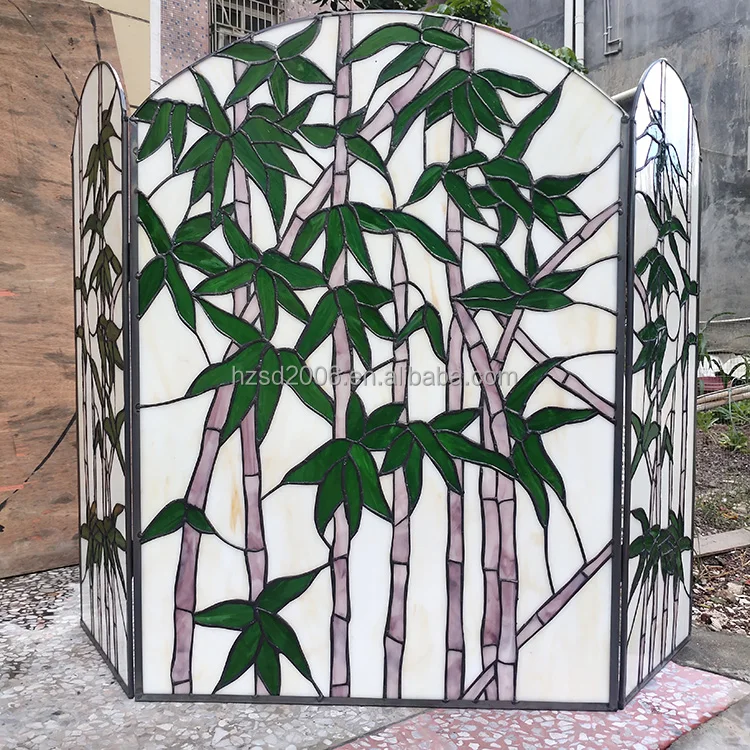 40'*28' Bamboo Design  Tiffany Stained  Cut Glass  Fireplace Screen
