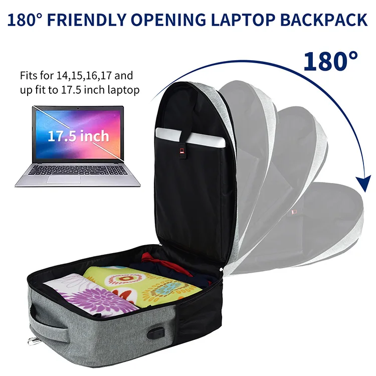 Wholesale custom waterproof business men computer bag anti-theft  17.3 Inches laptop outdoor travel backpack with USB