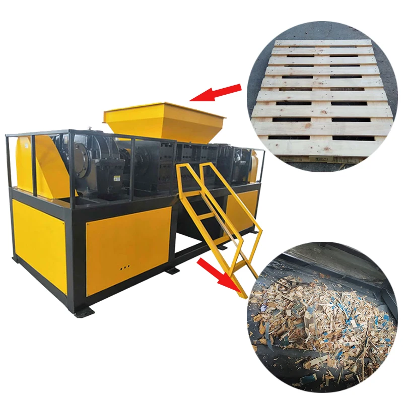 double shaft industrial large paper waste plastic car tire carton box shredder