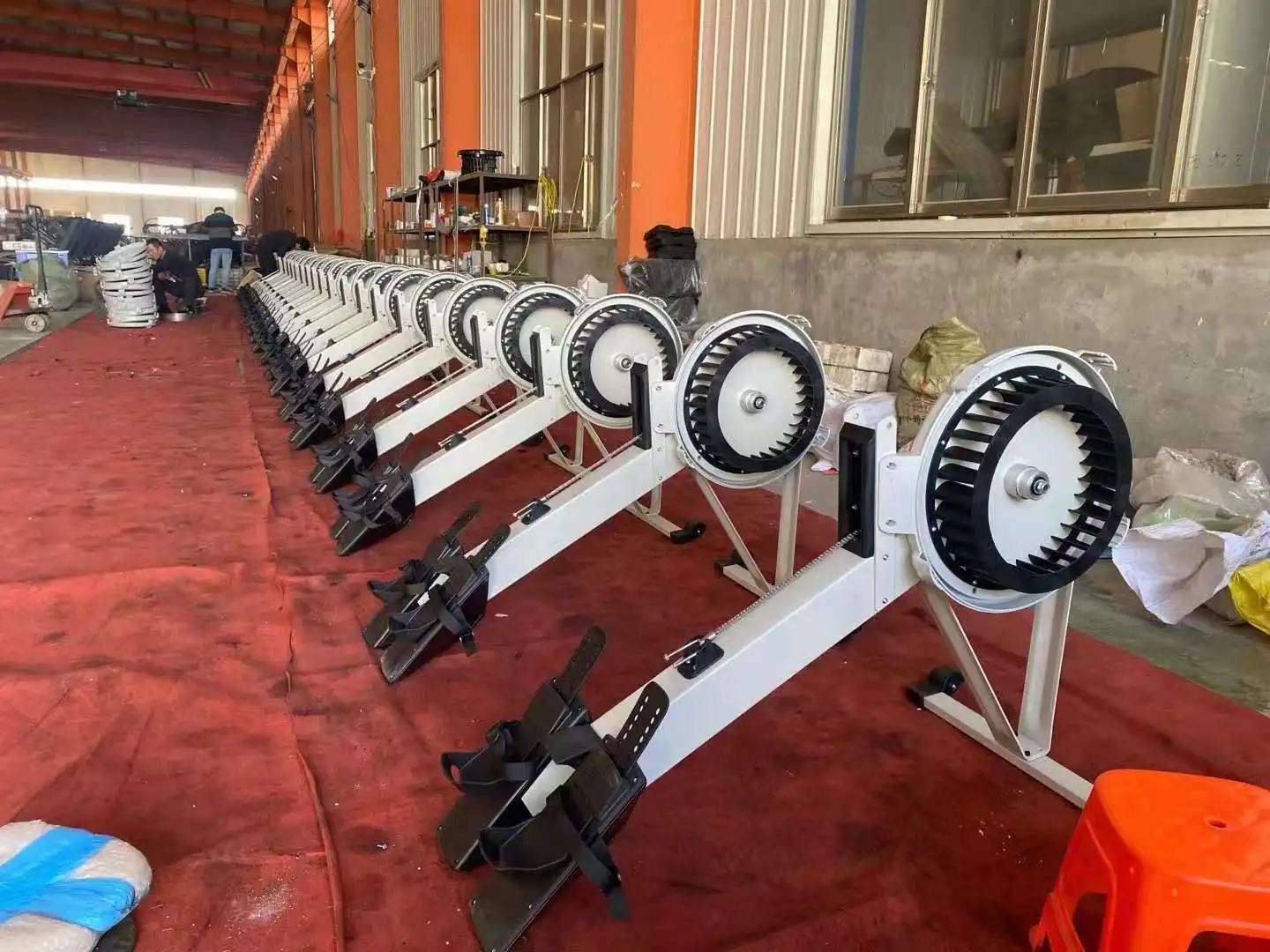 Wind resistance rowing steel machine for home and gym fitness workouts