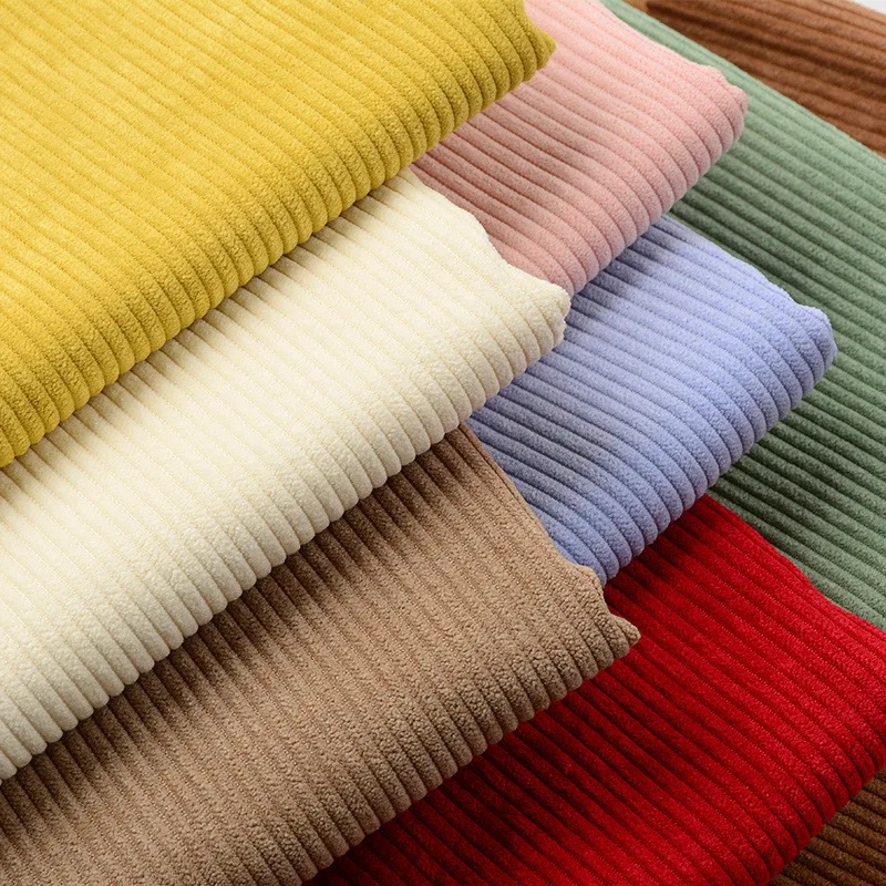 Sustainable fashion flennel rib 100% polyester velvet  fabric for shirt jacket Corduroy Fabric