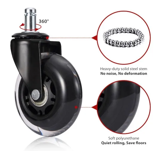 OEM silicone office chair wheel 75 mm hot selling office chair wheel roller caster