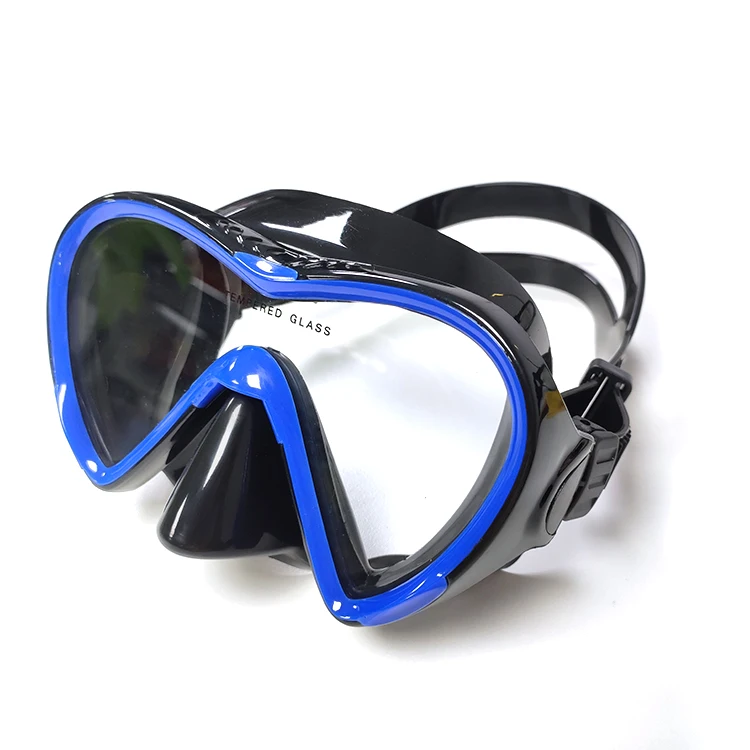 Профессиональная маска для подводного плавания в синей оправе