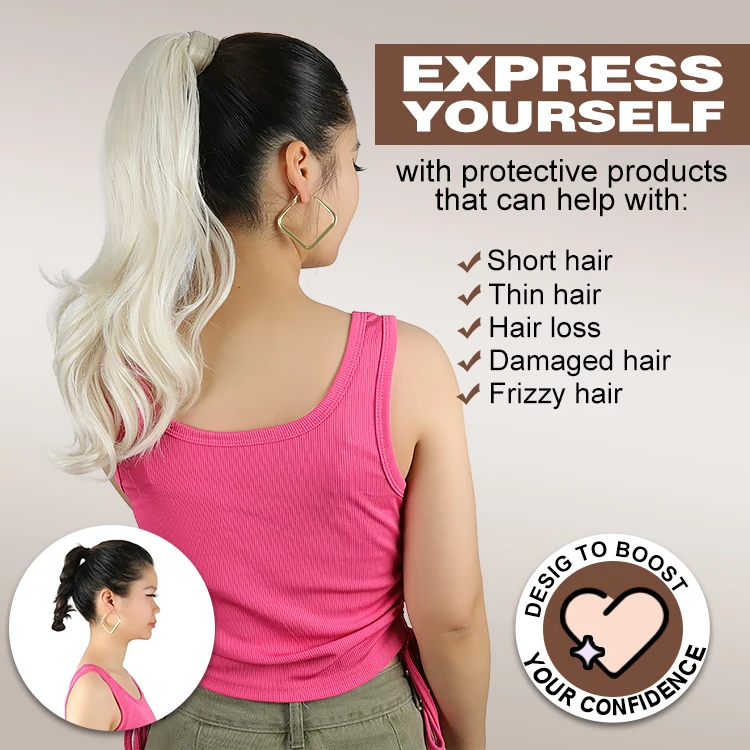 Julianna Kanekalon Wholesale Futura Fibre Heat Resistant Synthetic Hair Wrap Around Ponytail Extensions