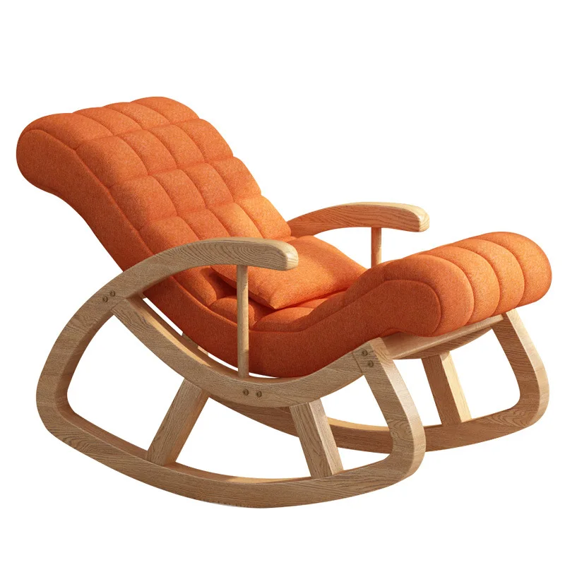 Solid wood rocking chair Easy  Home rocking chair adult chaise longue Log nap balcony lazy sofa