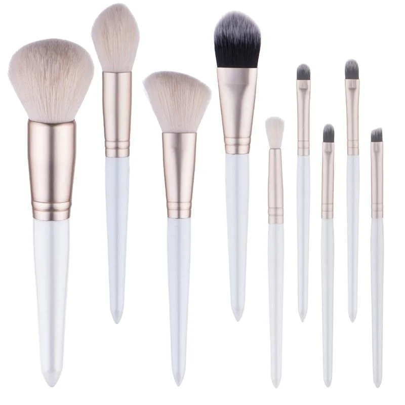 HZM 9Pcs Makeup Brushes Set Custom Professional Synthetic Cosmetic Brushes White Private Label
