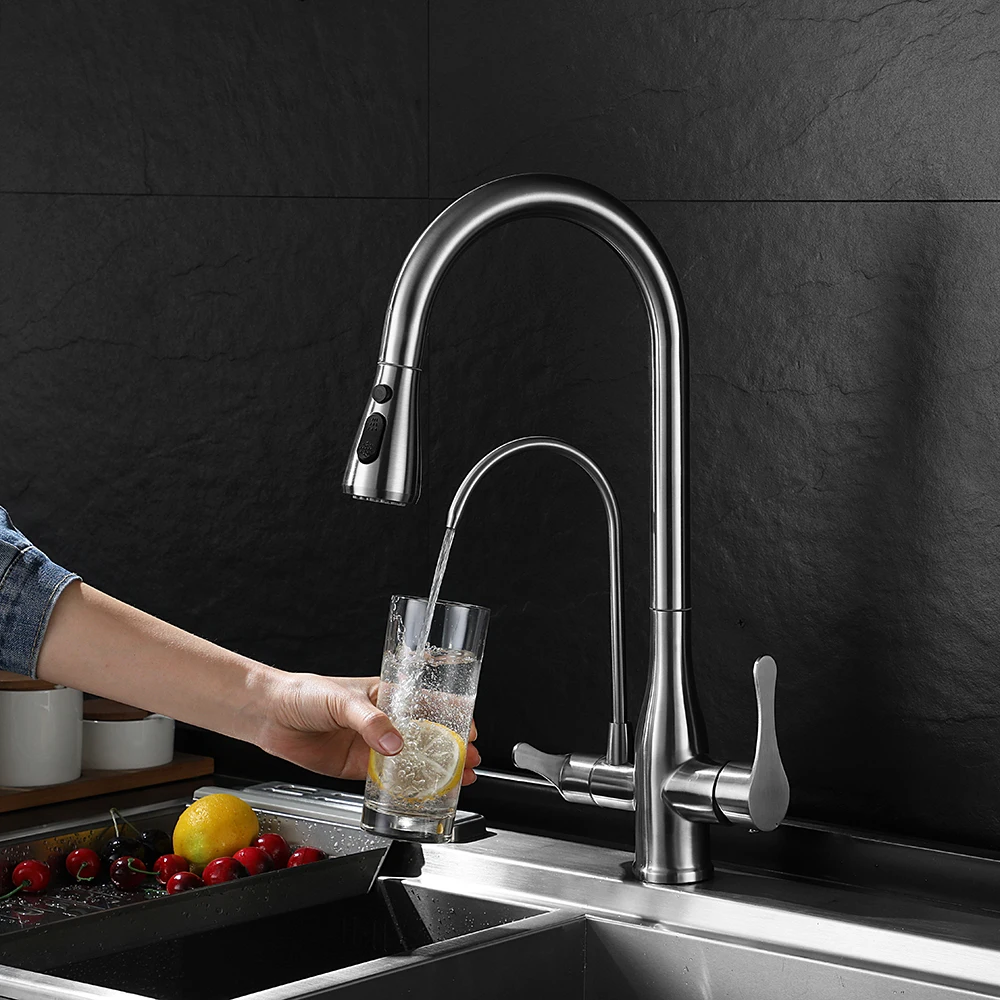 3 way pull out and drinking water kitchen tap head faucet sprayer with water filter faucet