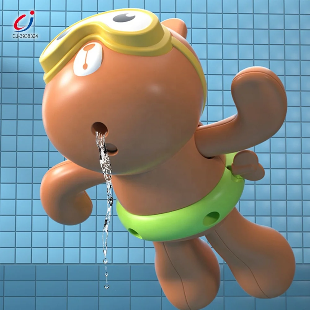 Chengji baby bathtub water playing plastic cartoon swimming bear small bath winding up toys for toddlers