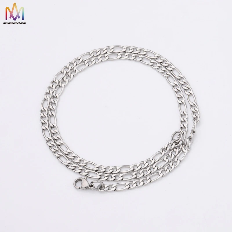 10 Pcs 4MM Hiphop Jewelry Chain Sweater Chain Figaro Chain Stainless Steel For Bracelet Necklace Making