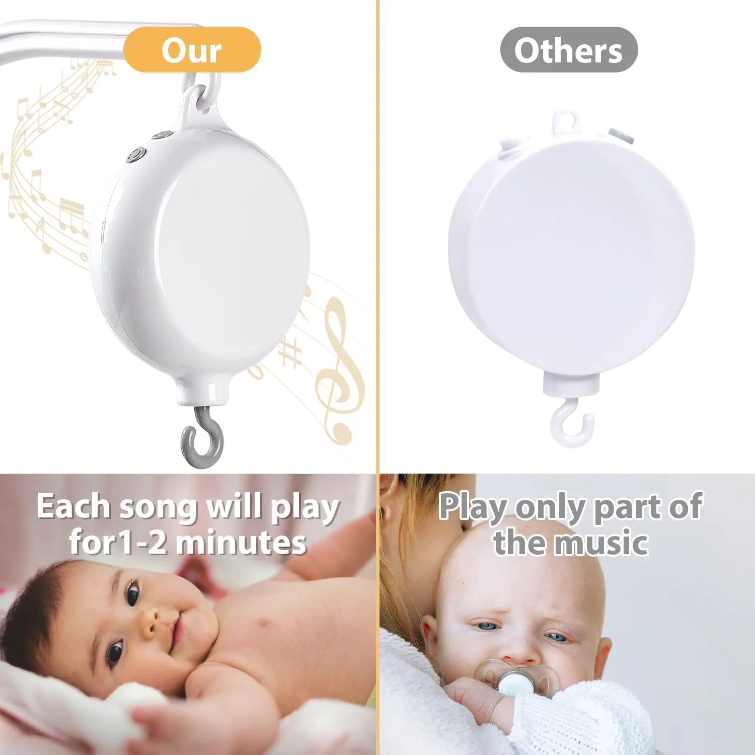christmas musical toys custom tune song battery operated auto music box, baby spinner crib mobile motor for kids