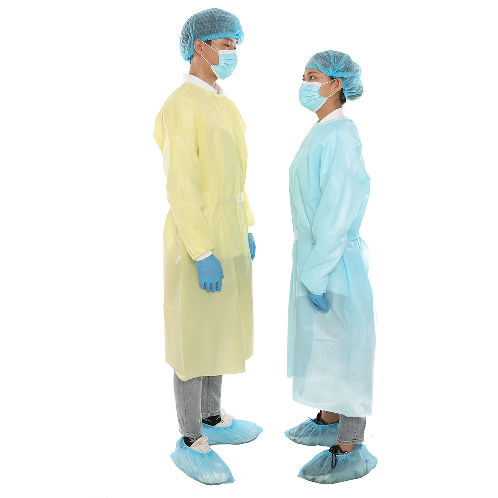 Customized Disposable Medical Isolation Gown PP SMS Visitor Gown Blue Color Waterproof Medical Gown Level 2