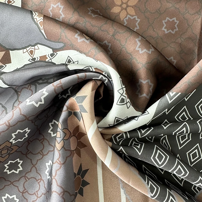 Custom Low Moq Silky Satin Chiffon Abstract Pattern Fabric medium Weight 84gsm Wedding Material , hair scrunchy, turban fabric