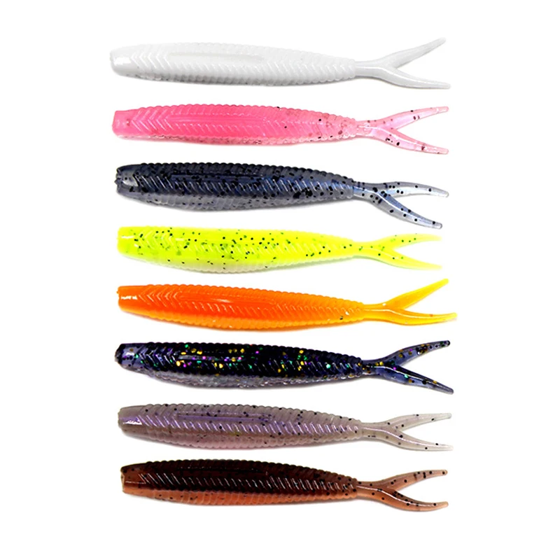 1.5g 6cm 8colors Soft Fishing Lure Double Color Bionic Lifelike Bait Plastic Forked Tail Lures