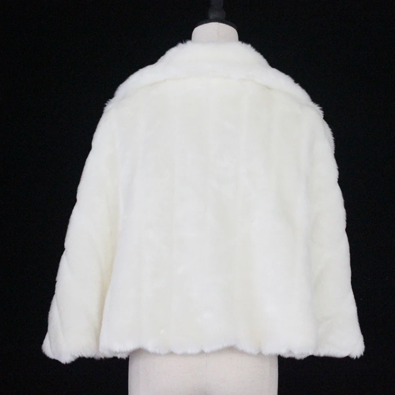 D1332 Ivory Fur Bride Shawl for Wedding Dress Fashion Knitted Cape Ivory Shawl Wrap Faux Fur Scarf Stoles for Wedding Dresses
