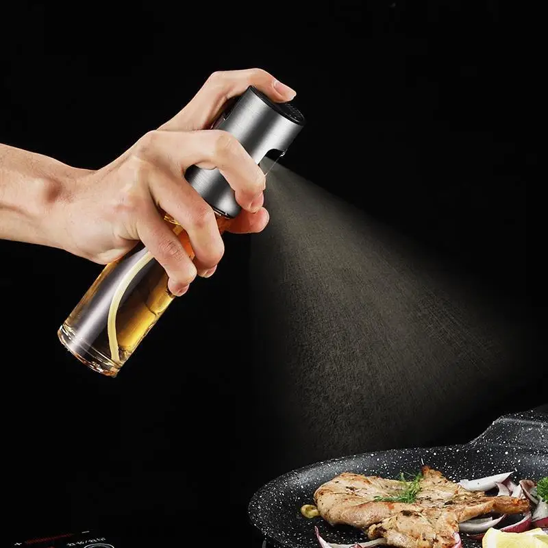 100ml Olive Oil Mister Sprayer Glass Bottle Plastic Cap Cooking Spray Dispenser for Air Fryers Baking Kitchen Gadget Accessory