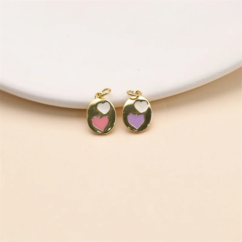 Heart Enamel Pendant Golden Color Metal Heart Enamel Pendant Custom Enamel Charms