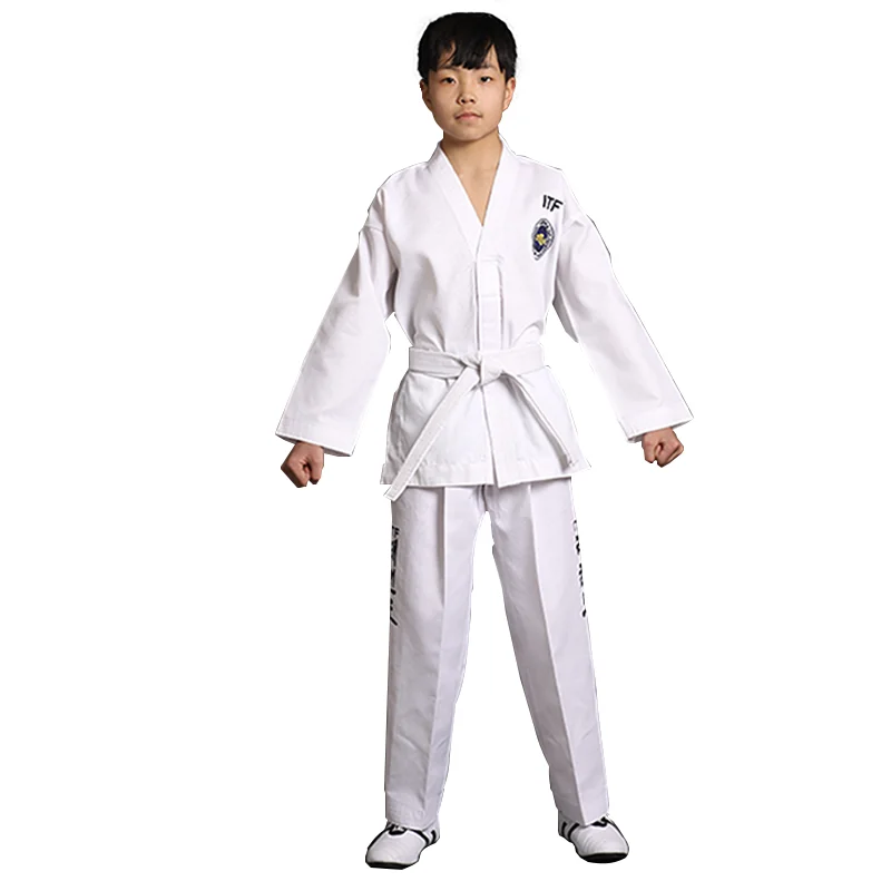 Sample free shipping woosung wholesale custom logo wtf top quality cheap dobok taekwondo uniforms for sale
