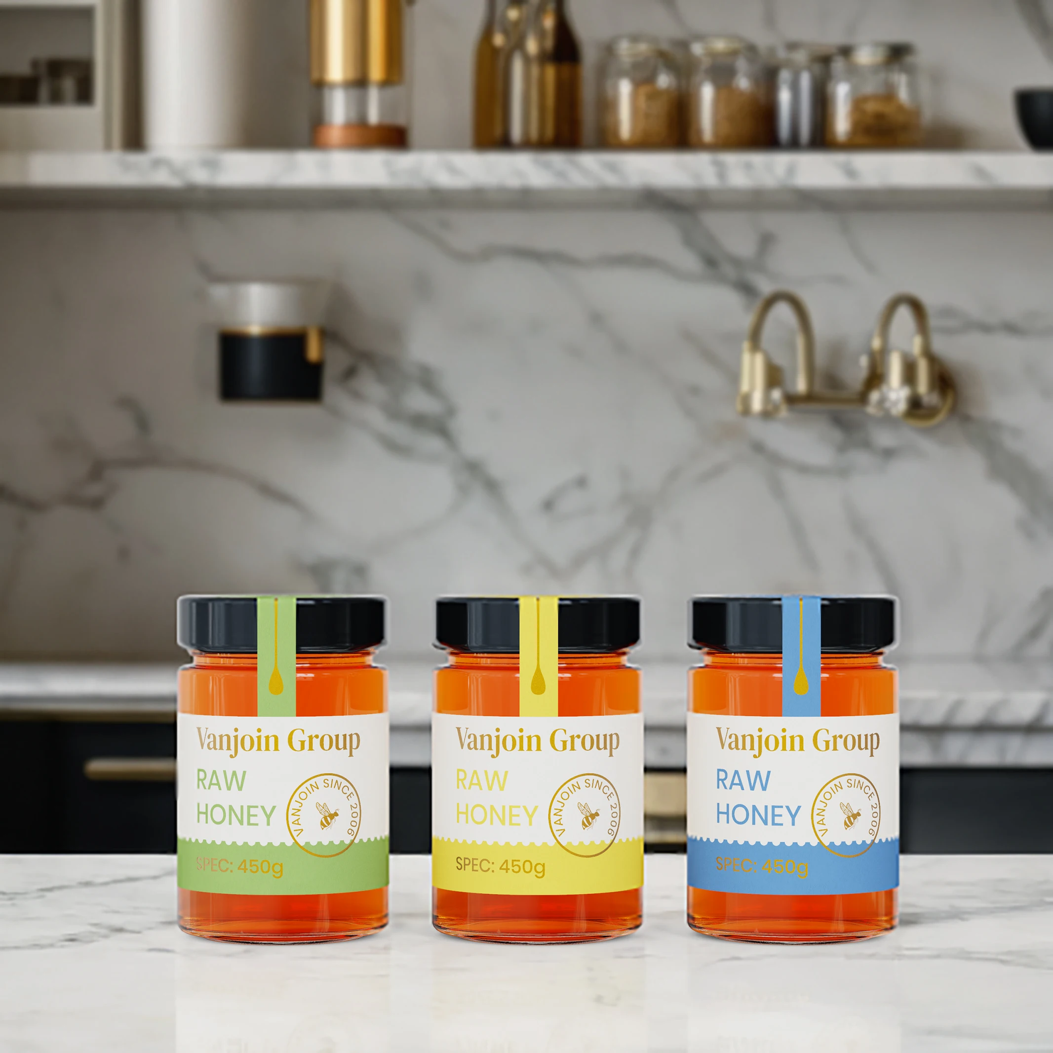 314 ml 500 g luxury honey jar packaging box straight air tight glass wedding favors honey jars with lid